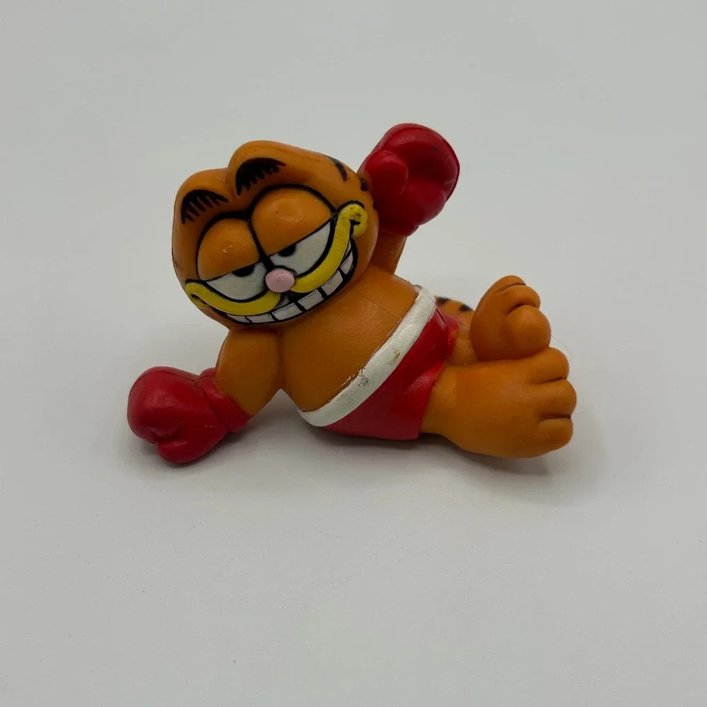 Vintage Garfield PVC Figures Set Boxer and Weightlifter 1978 1981 United Feature